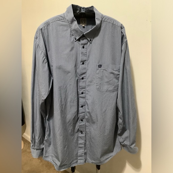 Cinch Other - Cinch Men's Gray Anvil Allover Print Button Down Long Sleeve Shirt Size Large